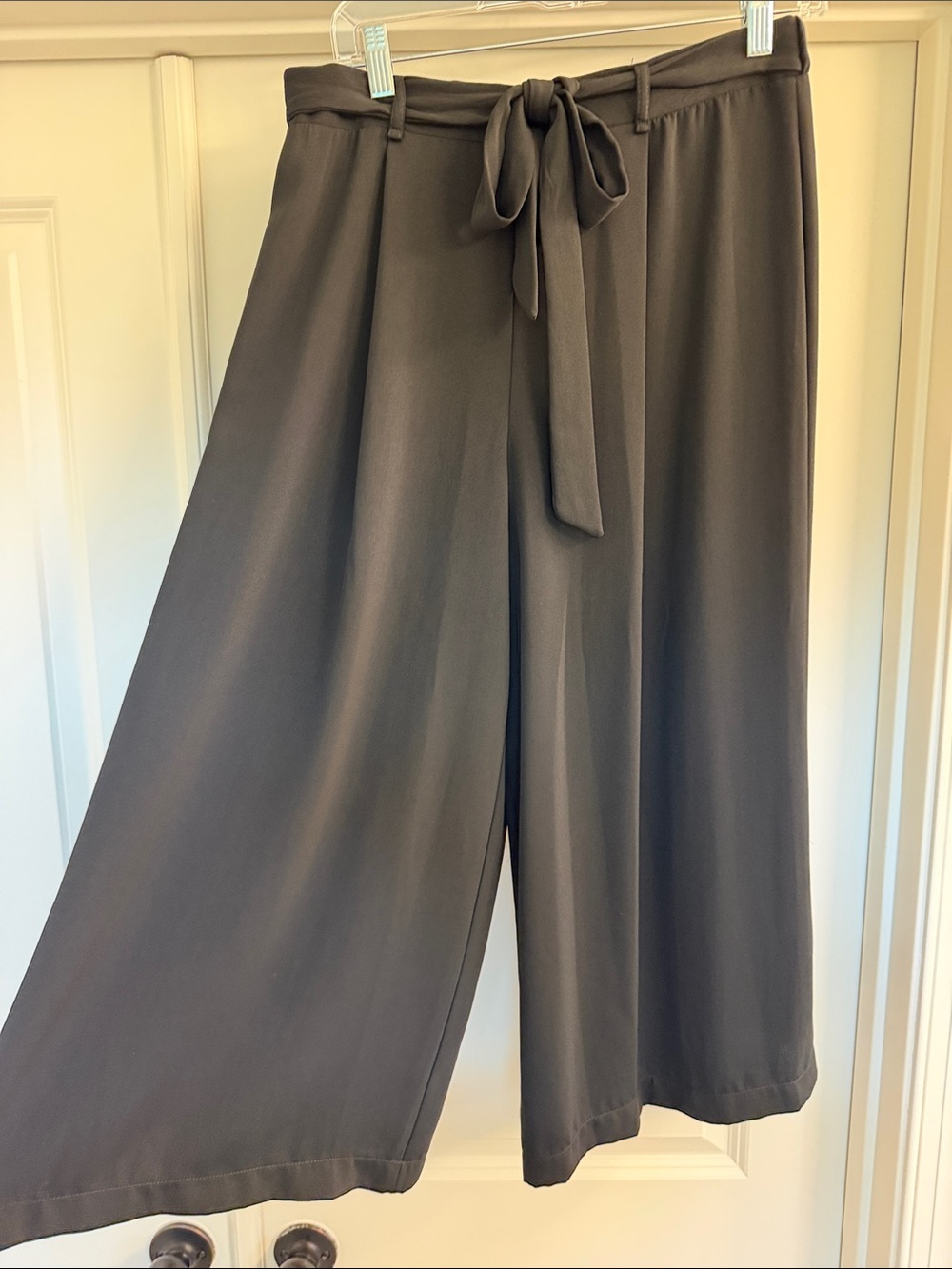 Everly Wide-Leg Tie-Waist Pants in Black